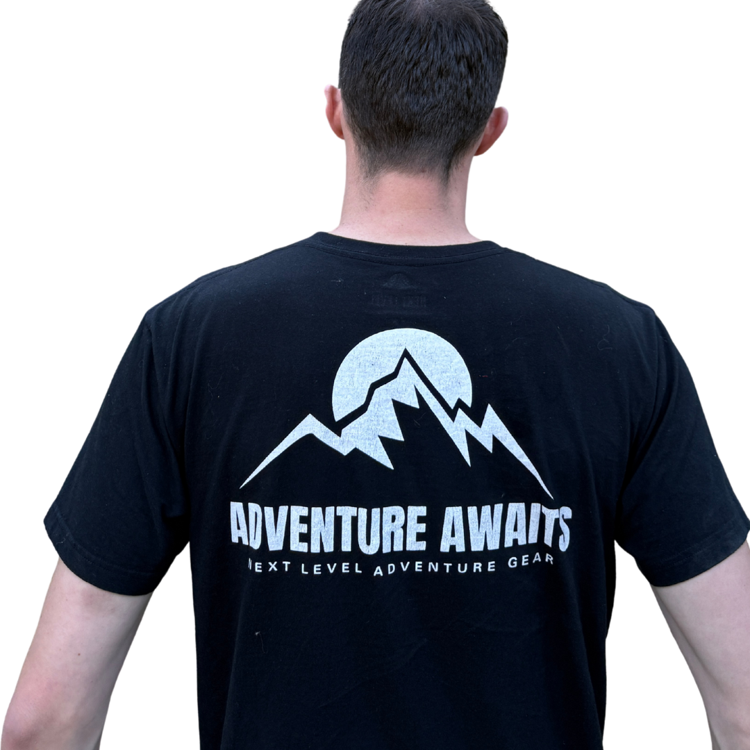 Next Level Adventure Gear™ Adventure Awaits T-Shirt Black